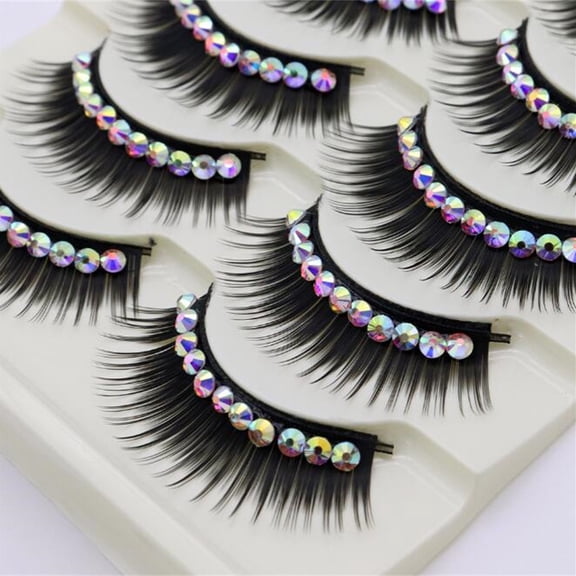 Qliuoazw 5 Pairs Of Colored False Eyelashes Three-dimensional Multi-layer False Eyelashes