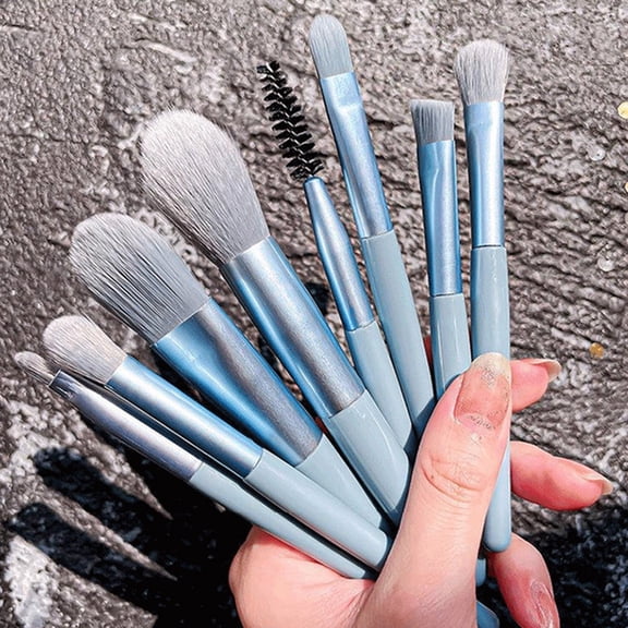 Qliuoazw 8pcs Mini Makeup Brush Set Powder Concealers Eye Shadows Blush Cosmetic Brushes With Storage Bag Small Size Portable For Home Office Travel Outdoor