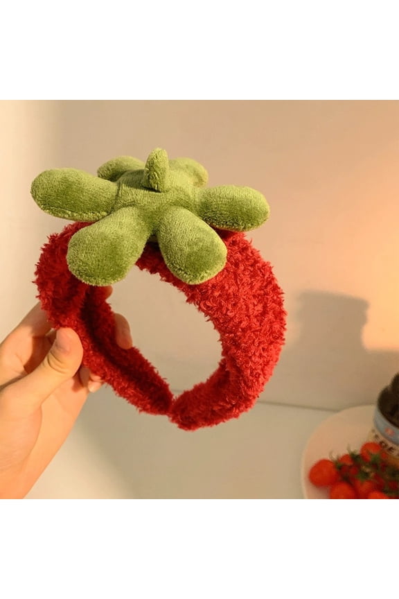 Cute And Versatile Strawberry-Shaped Headband - For Parties Costumes Photo Props Face Washing And Makeup Application - Soft Comfortable