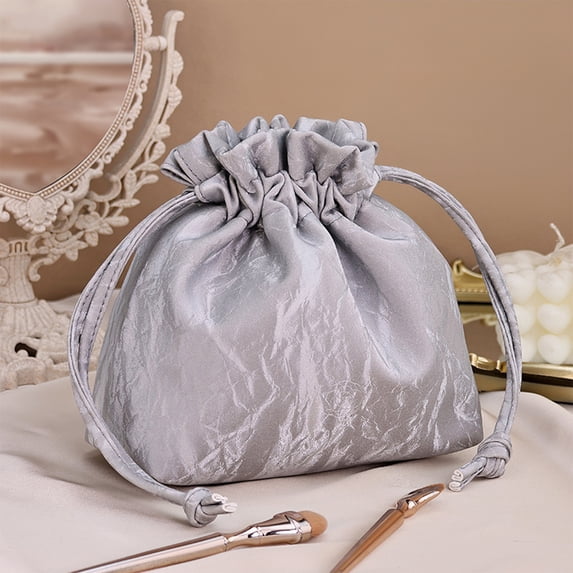 Qliuoazw Drawstring Makeup Bag Large Capacity Cosmetic Bag Portable Storage Pouch Travel Toiletry Bag