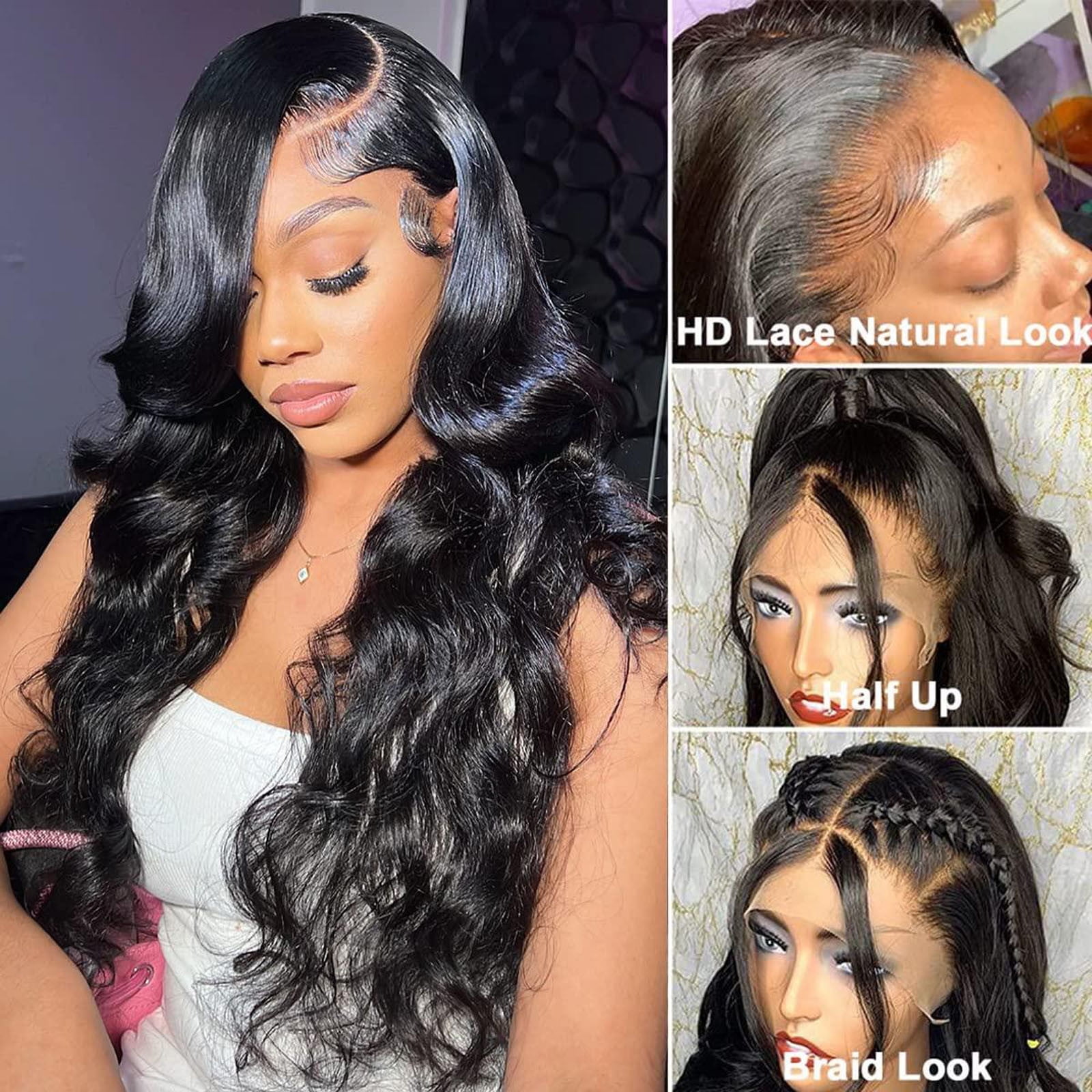 Qliuoazw Front Lace Wigs Hair Pre Plucked Wigs Hair Glueless Wigs Human Hair For Women Brazilian Wig 65cm