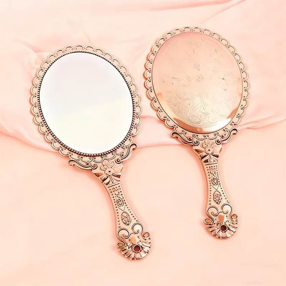 Qliuoazw Highdefinition Floats Glass Lens Portable Classic Patterned Makeup Mirror