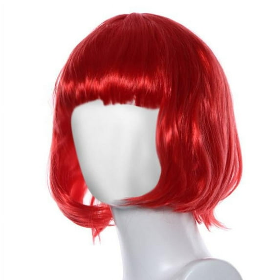 Qliuoazw Masquerade Small Roll Short Straight Hair Wig RD