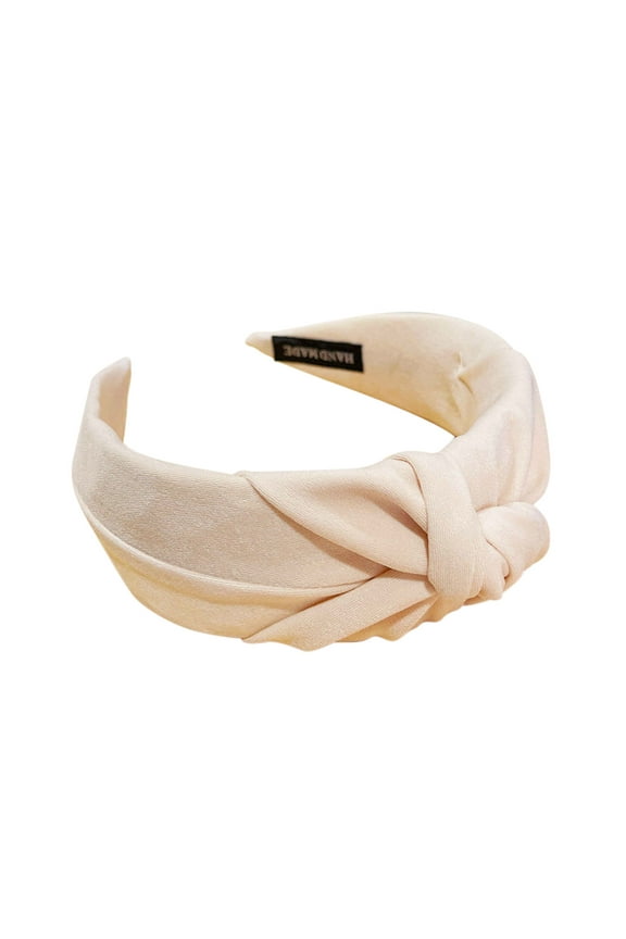 Pure Color Wide-brimmed Fabric Hairband-knotted Headband Hairpin