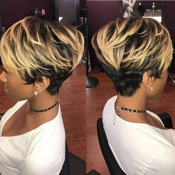 Qliuoazw Sexy Short Wavy Curly Parting Synthetic Wig Women Wigs