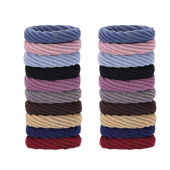 Qliuoazw Thick High Stretch Nylon Jacquar d Towel Hair Ring Rope 10 Colors 20 Sets