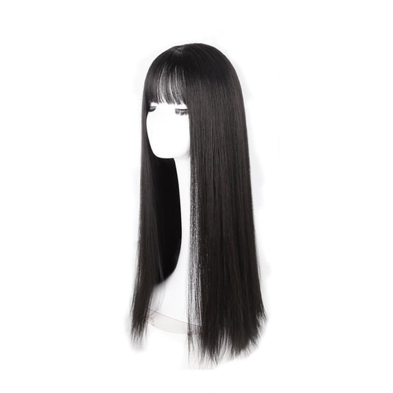Qliuoazw Wig Bangs Female Black Long Hair Soft Girl Realistic Fake