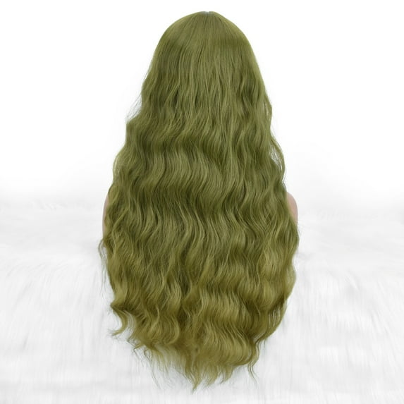 Qliuoazw Wig Women's Wavy Long Curly Hair With Natural Bangs In The Center