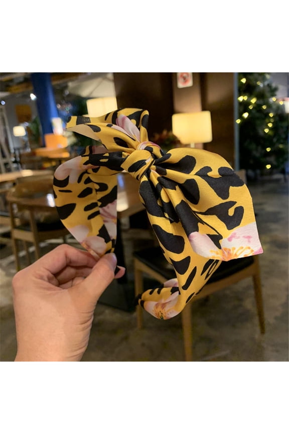 Women's Leopard Bow knot Bandwidth Side Headdress Accessories Headband