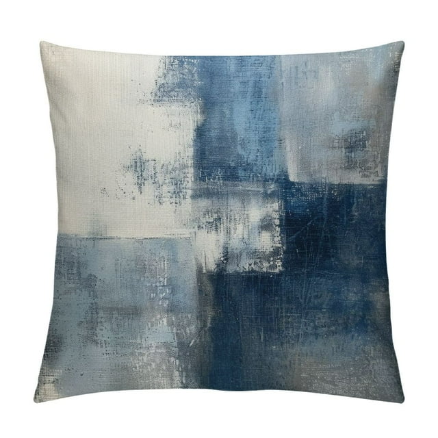 Qlloopoed Blue Grey Throw Pillow Covers,Blue and Grey Abstract Painting