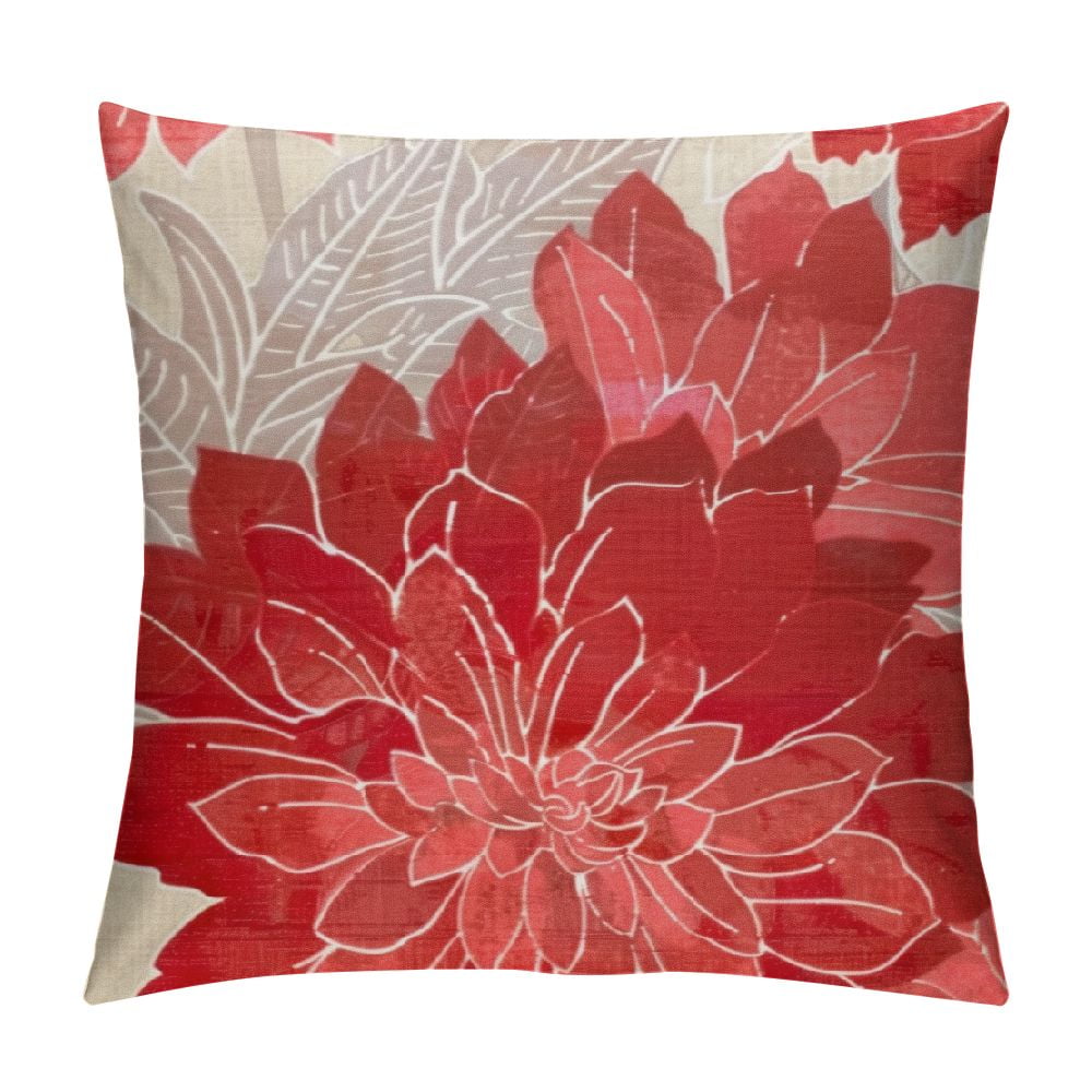 Qlloopoed Coral Pillow Covers Inch Dahlia Flower Dark and Light Coral