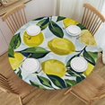 Qlloopoed Lemon Fruit Round Tablecloth " Waterproof Tablecover for