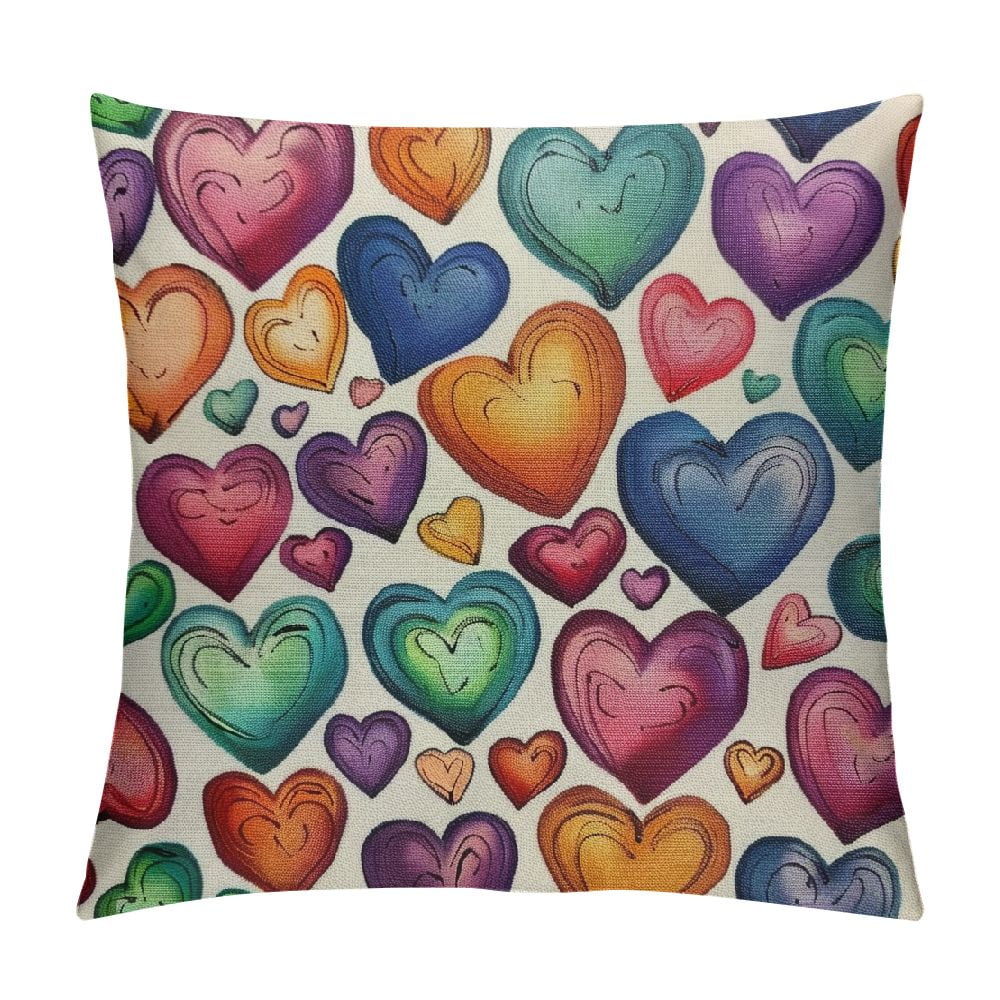 Qlloopoed Love Throw Pillow Cover, Love Heart Holiday Valentine's Day