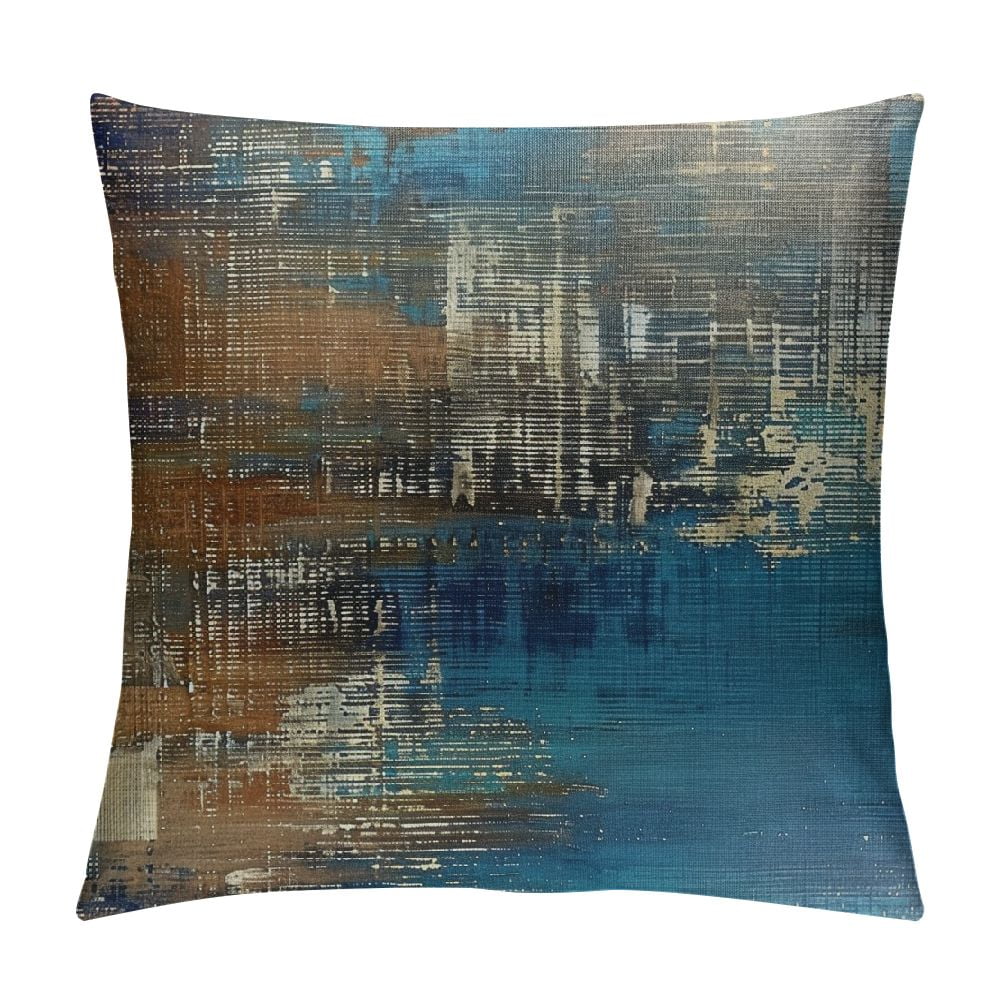 Qlloopoed Throw Pillow Covers Vintage Abstract Teal White and Blue