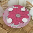 Qlo0ole Floral Pink Round Tablecloth Fitted Table Cover, Elastic