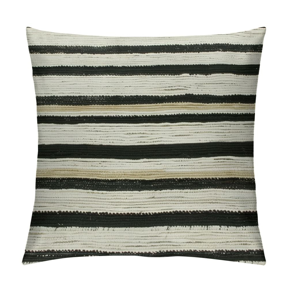 Black and White Cotton Striped Euro Pillow Cover