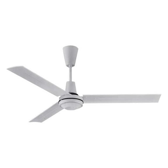 Commercial Ceiling Fan, 4 ft Blade Dia, 3 Blades, Variable Speeds, 120V AC, White 48201C