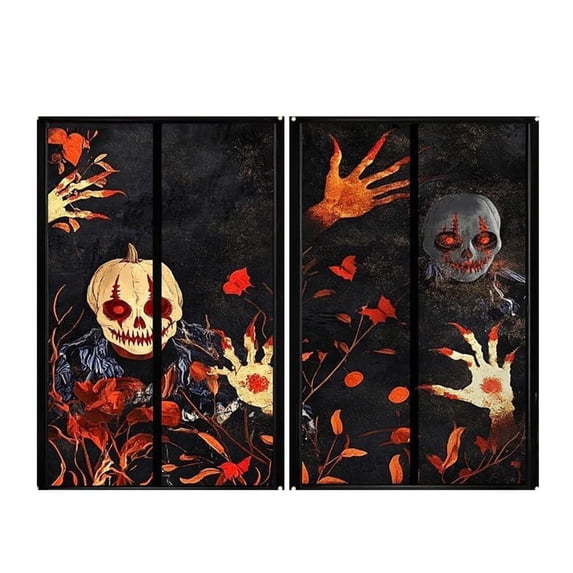 Qmly Halloween Ghost Scary Clown Window Posters for Halloween Decorations, Bloody Creepy Clown Window Decals for Haunted House Party Indoor Outdoor, Horror Clown Window Stickers for Spooky Holiday De