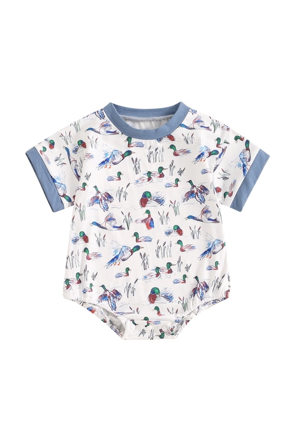 Baby Boy Romper, Short Sleeve Crew Neck Duck Print Summer Bodysuit Clothes for Casual Daily 3 6 12 18 Months