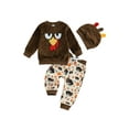 thumbnail image 1 of Qmyliery Baby Boy Thanksgiving Outfits Long Sleeve Turkey Sweatshirt + Pants + Hat Set Toddler Clothes, 1 of 9