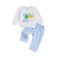 thumbnail image 1 of Qmyliery Baby First Birthday Outfit Goose Embroidered Long Sleeve Sweatshirt Plaid Pants 2 Piece Set, 1 of 9