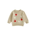 thumbnail image 1 of Qmyliery Baby Girl Sweater Long Sleeve Crew Neck Strawberry Bow Embroidery Knit Tops Newborn Pullover, 1 of 9