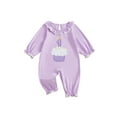 thumbnail image 1 of Qmyliery Baby Girls Birthday Romper Cake Embroidery Long Sleeve Ruffled Round Neck Full Length Jumpsuit, 1 of 9