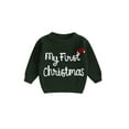 thumbnail image 1 of Qmyliery Baby Girls Knit Sweater Christmas Hat and Letter Embroidery Crew Neck Pullover Long Sleeve Tops, 1 of 9