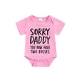 thumbnail image 1 of Qmyliery Toddler Boys Girls Cotton Romper Short Sleeve O Neck Letter/Bear Head Print Playsuit, 1 of 8