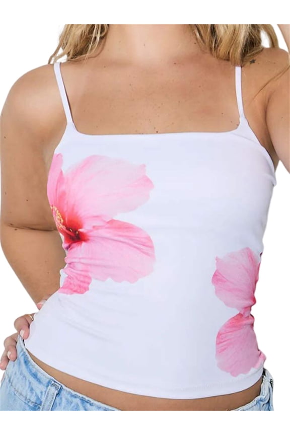 Women Camisole, Sleeveless Tops Flower Print Slim Fit Summer Vest for Party Club