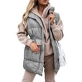 thumbnail image 1 of Qmyliery Women Cotton-Padded Coats, Sleeveless Stand Neck Zipper Drawstring Waist Side Pockets Winter Waistcoat, 1 of 5