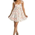 thumbnail image 1 of Qmyliery Women Slip Dress, Sleeveless Backless Floral/Solid A-line Dress Summer Mini Dress, 1 of 8