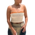 thumbnail image 1 of Qmyliery Women Summer Knit Tube Tops, Strapless Back Tie-Up Sleeveless Vest Slim Show Navel Tank Tops,S/M/L, 1 of 9