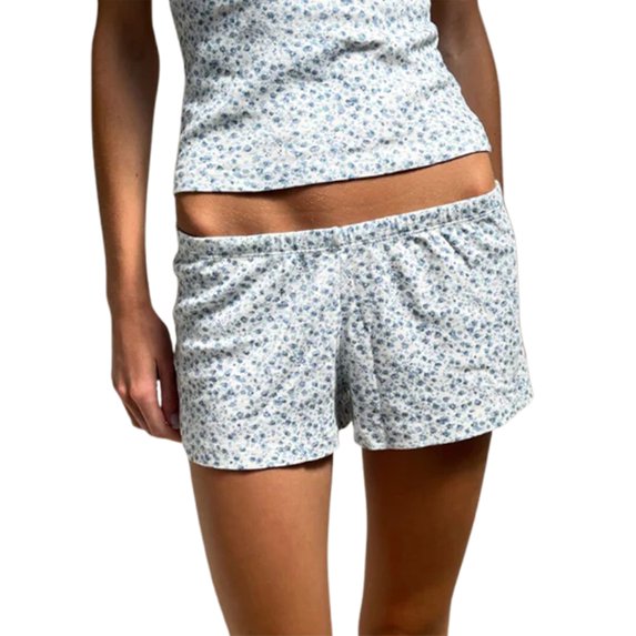 Qmyliery Women’s Low Rise Shorts Casual Elastic Waist Solid Color/Stripes/Cartoon Print Loose Lounge Shorts Going Out Shorts