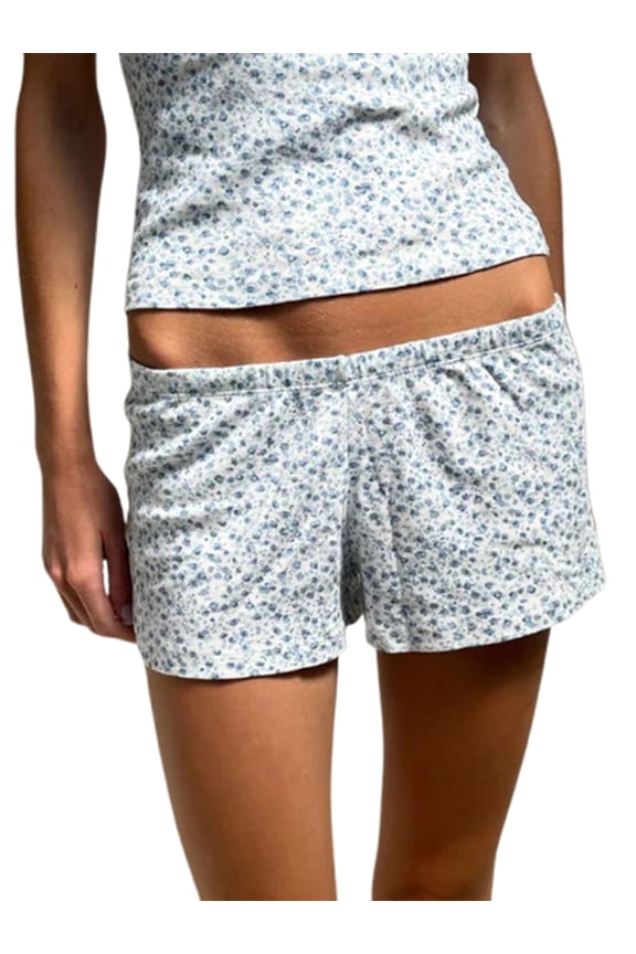 Women’s Low Rise Shorts Casual Elastic Waist Solid Color/Stripes/Cartoon Print Loose Lounge Shorts Going Out Shorts