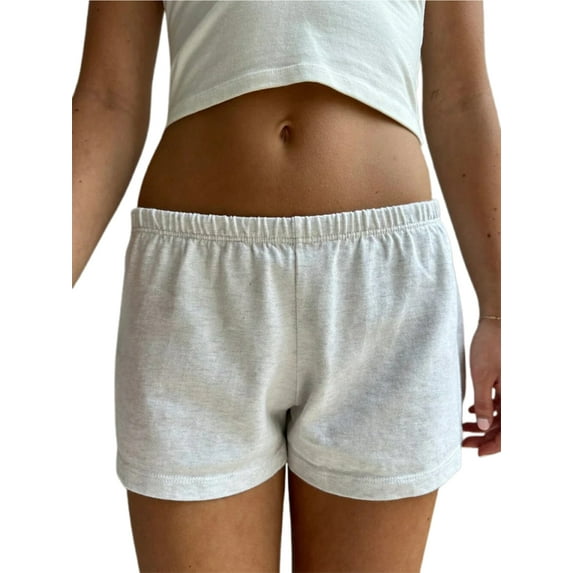 Qmyliery Women’s Low Rise Shorts Casual Elastic Waist Solid Color/Stripes/Cartoon Print Loose Lounge Shorts Going Out Shorts