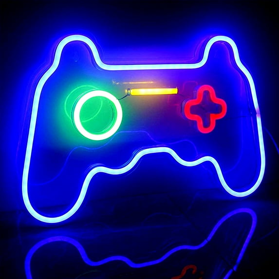 Qnbes LED Game Shaped Neon Signs Lights, Gamepad Gamer Neon Signs for Wall Decor 16''x 11'', Gift for Kids Adults