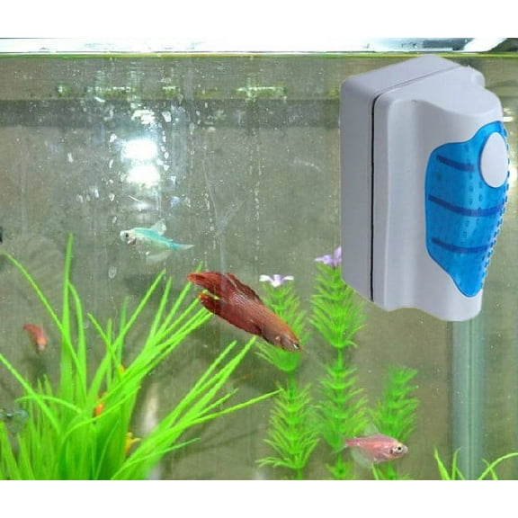 Qnjujn 2pc Aquarium Magnetic Brush, Floating Glass Cleaner for Fish Tank Algae, Dual Side Scrubber with Strong Magnet, No Scratch Cleaning Tool for Freshwater Saltwater Tanks