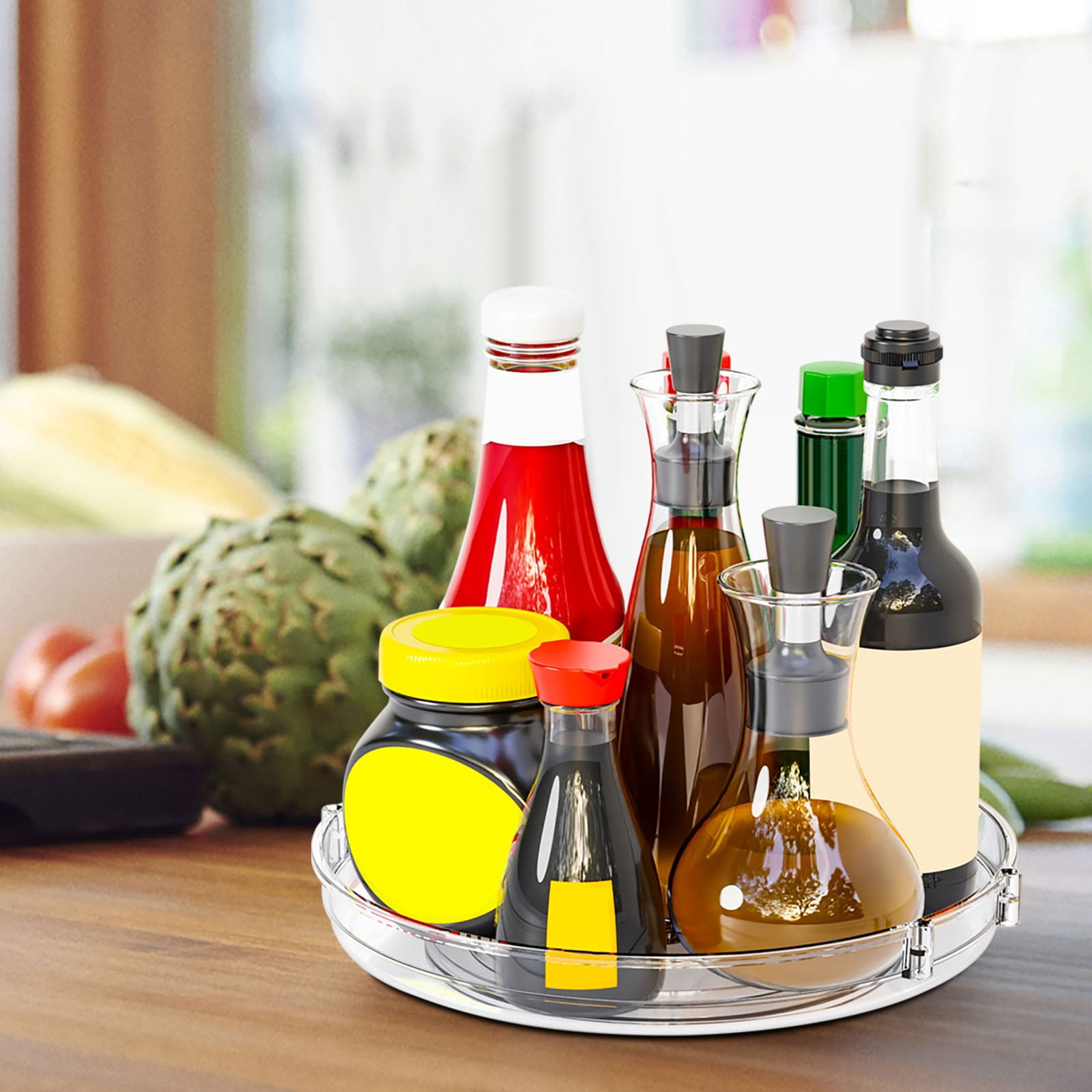 Qnjujn 360 Degree Rotating Spice Rack Organizer Turntable - Space ...