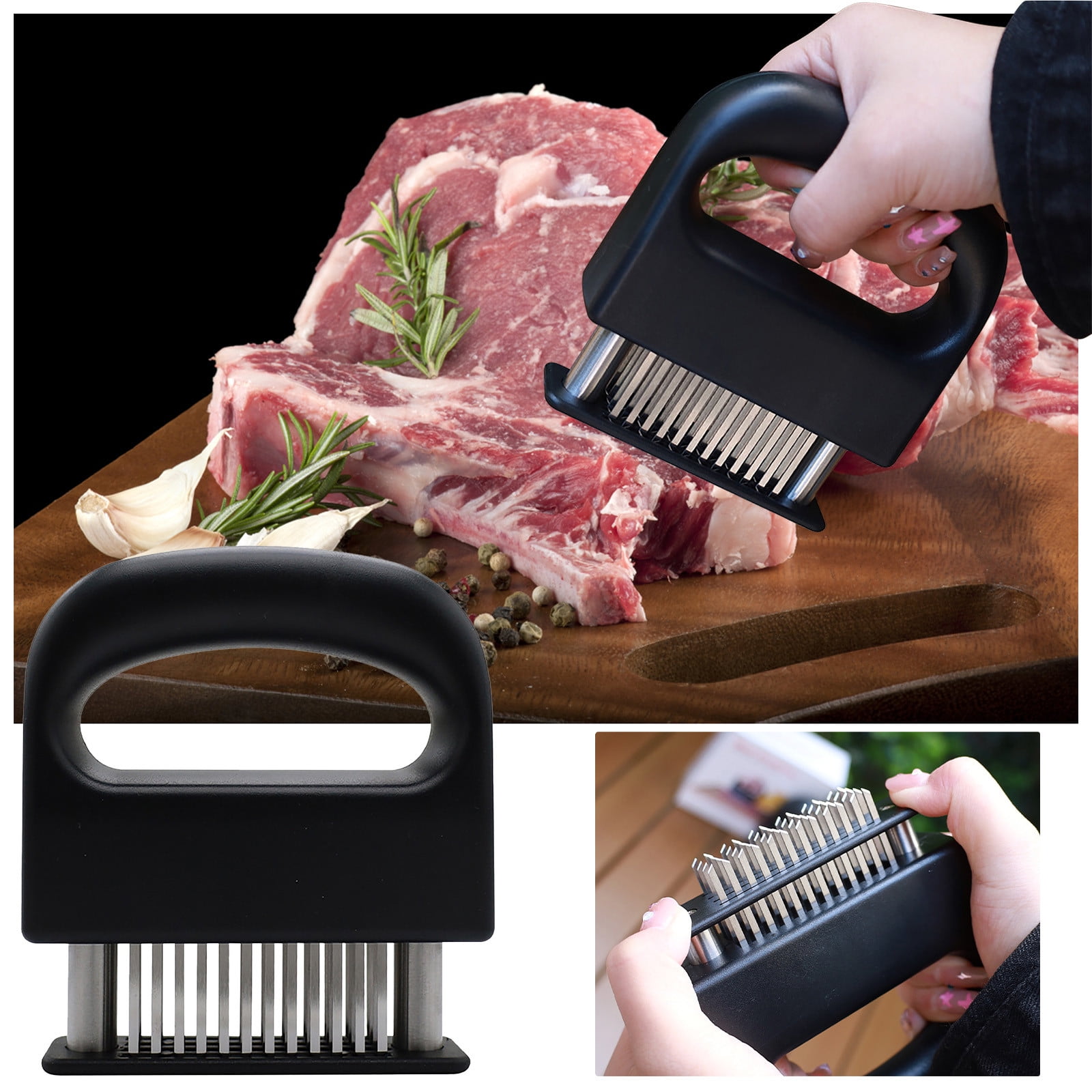 48-Blade Meat Tenderizer Tool – Stainless Steel, Detachable For Easy Cleaning, Safety Lock, Dishwasher Safe