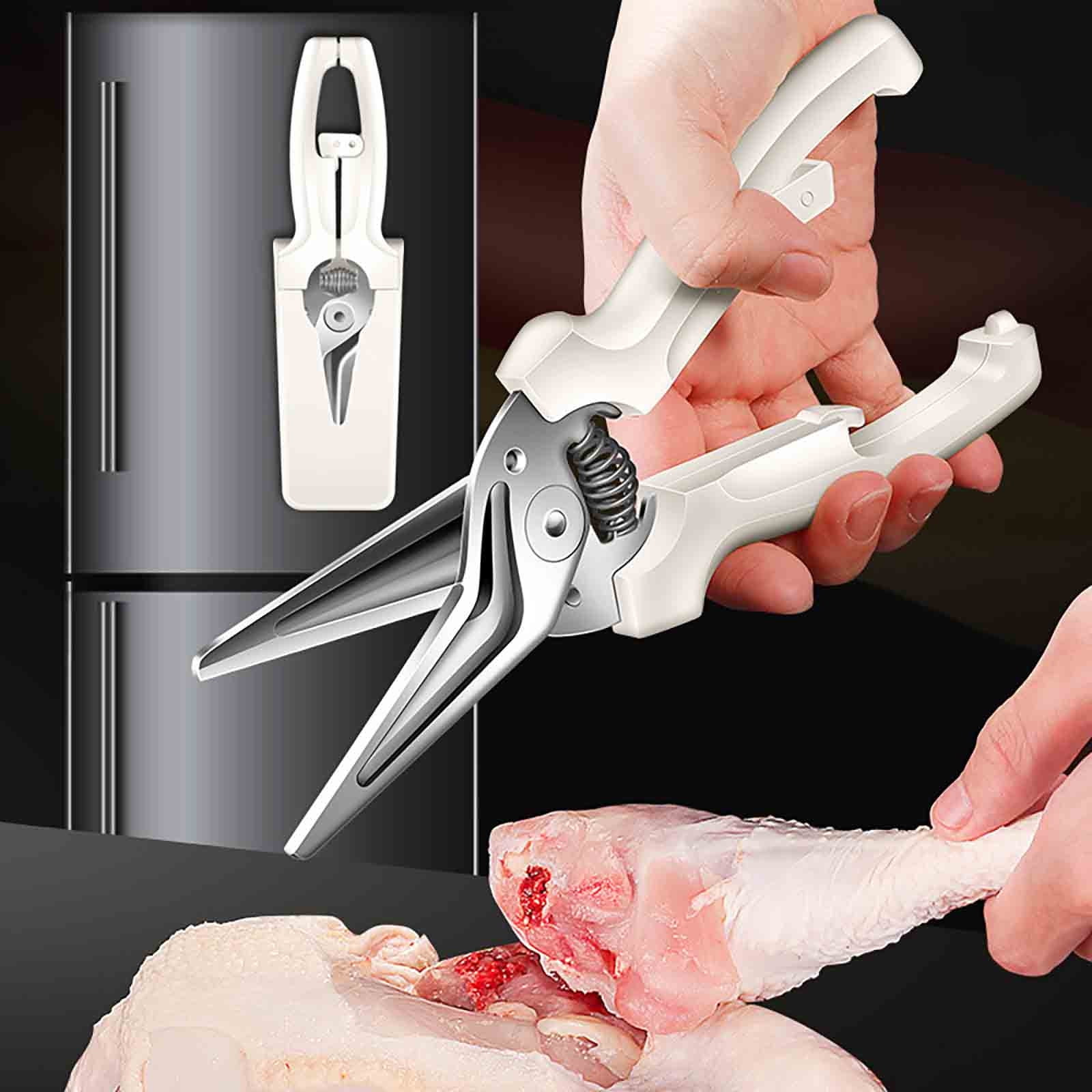 Qnjujn 5-in-1 Kitchen Shears - Spring-Loaded Poultry Scissors for Meat ...