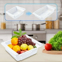 Qnjujn Adjustable Refrigerator Organizer Rack, Space Saving Fridge Shelf for Vegetables Fruits Condiments, Stackable Pull-Out Storage Drawer, Dishwasher Safe BPA-Free Kitchen Organizer