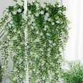 thumbnail image 1 of Qnjujn Artificial Hanging Fake Plants, Faux Eucalyptus Leaf Greenery Vine Plant Faux Plants Fake Ivy Room Decor Home Garden Wedding Party Indoor Outdoor Decorations White, 1 of 6