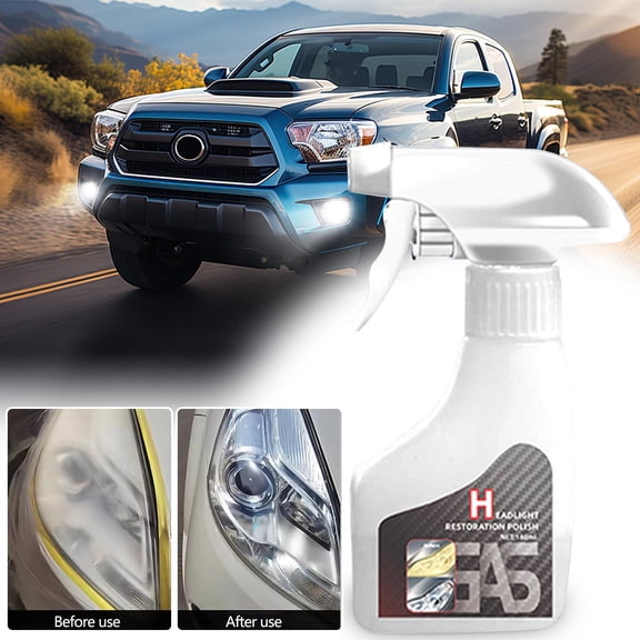 Qnjujn Auto Headlight Crystal Coating Cleaner 180ml, Yellowing Removal & Lens Restoration, Polishes and Protects Against Oxidation, Improves Night Visibility, Easy DIY Application