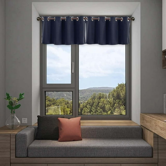 Qnjujn Blackout Curtains Kitchen Valance 14 Inch Length, Textured