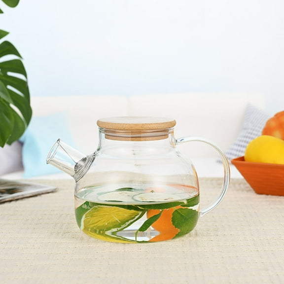 Qnjujn Borosilicate Glass Pot, 1.5L Flameproof Glass Teapot - Transparent Water Kettle with Heat-Resistant Handle - For Stovetop/Induction Brewing Iced Tea