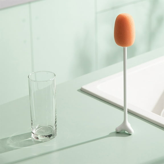 Qnjujn Bottle Cleaning Sponge Brush with Stand and Long Handle, Cup and Bottle Washing Brush for Baby Bottles Glassware Sports Bottles and Decanters, Kitchen Cleaning Tool
