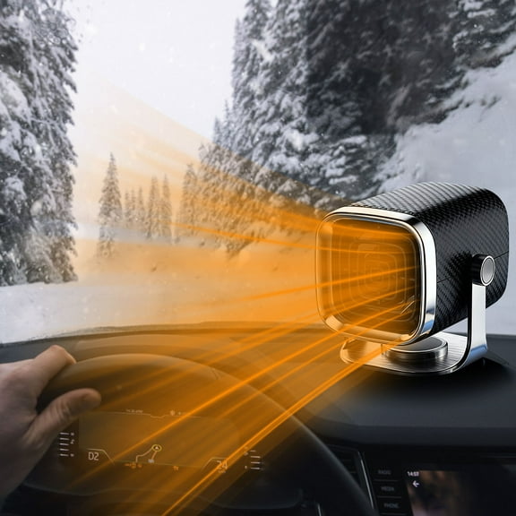 Qnjujn Car Heater Defroster Fan 12V, Portable Fast Heating Defogger for Car Truck SUV, Plug-in Electric Heater with Warm & Cool Wind Modes, Compact Energy Saving Auto Interior Heater for Winter Use