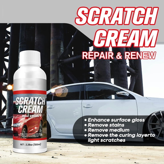 Qnjujn Car Scratch Remover Cream, Car Scratch Repair Cream – Swirl Mark Remover – Safe for All Paint Colors, Includes Sponge (100ml)