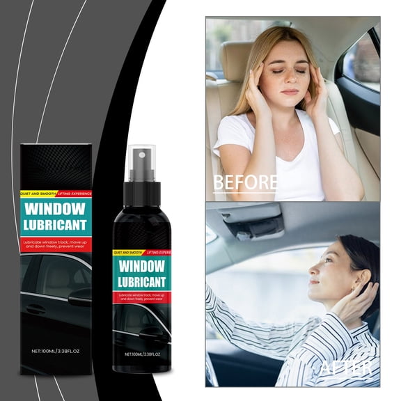 Qnjujn Car Window Noise Reduction Spray – Silicone-Based Lubricant for Tracks/Seals – Prevents Squeaking & Extends Seal Life (100ml)